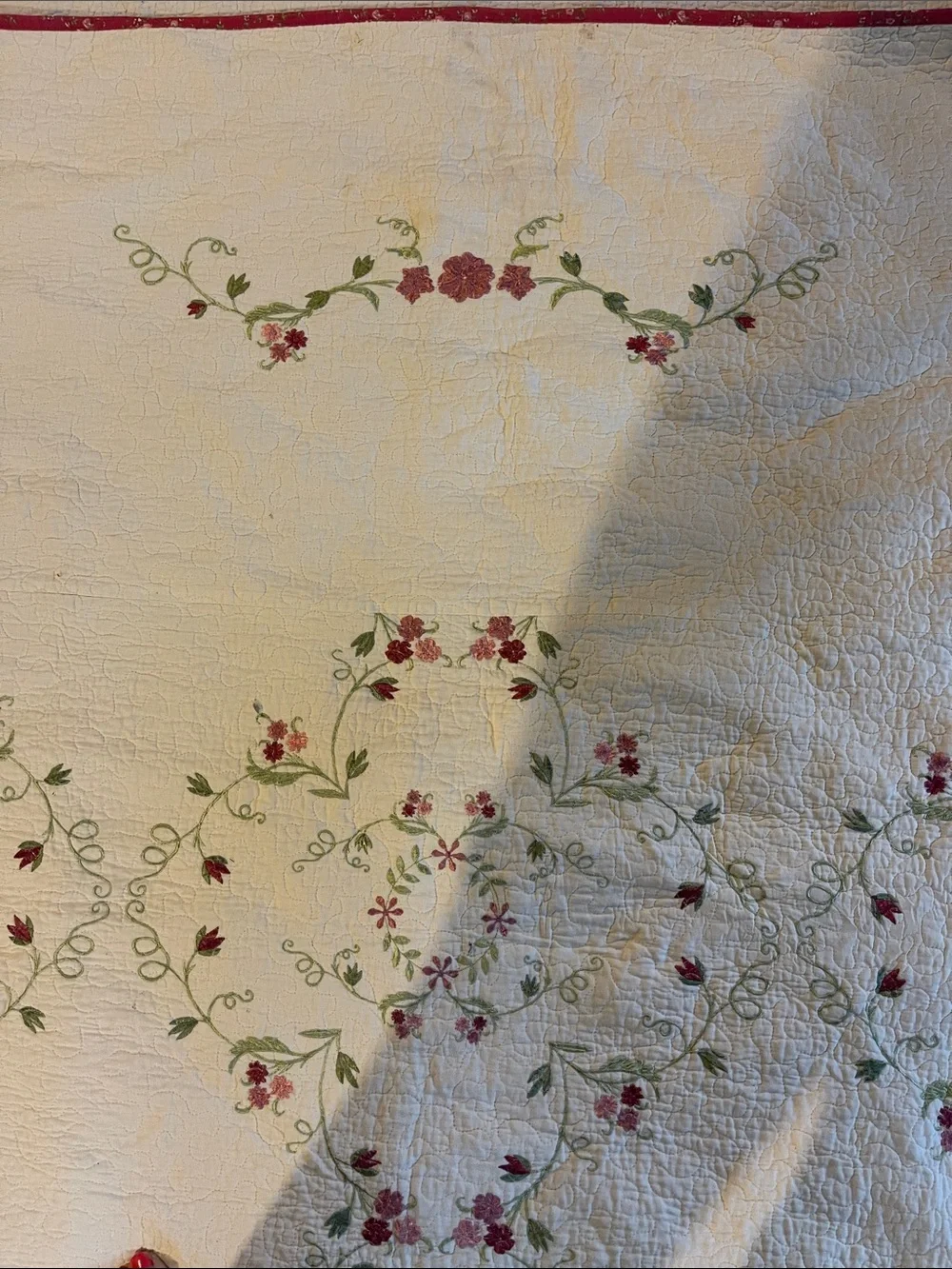 Martha Stewart Collection Quilted embroidered King Queen Comforter Cream Rose